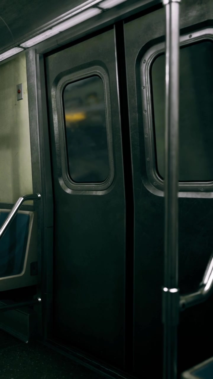 Vagone della metropolitana abbandonato offre uno scorcio sulla solitudine urbana nelle ore serali.