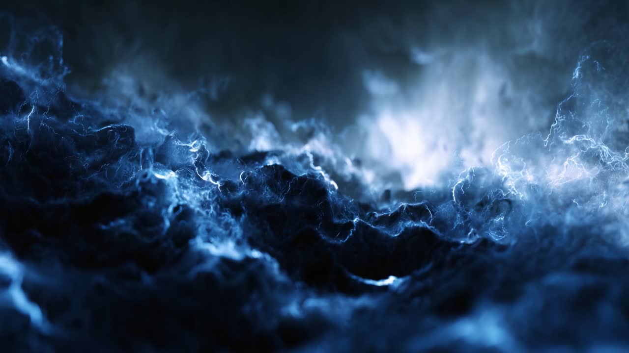 Mystical Waves of Energy: An Immersive Journey Through Churning Blue Waters Illuminated by Striking Light and Shadow, Capturing the Essence of Nature's Unpredictable Power