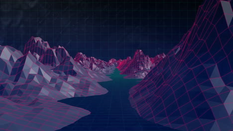 animation of digital landscape over dark background