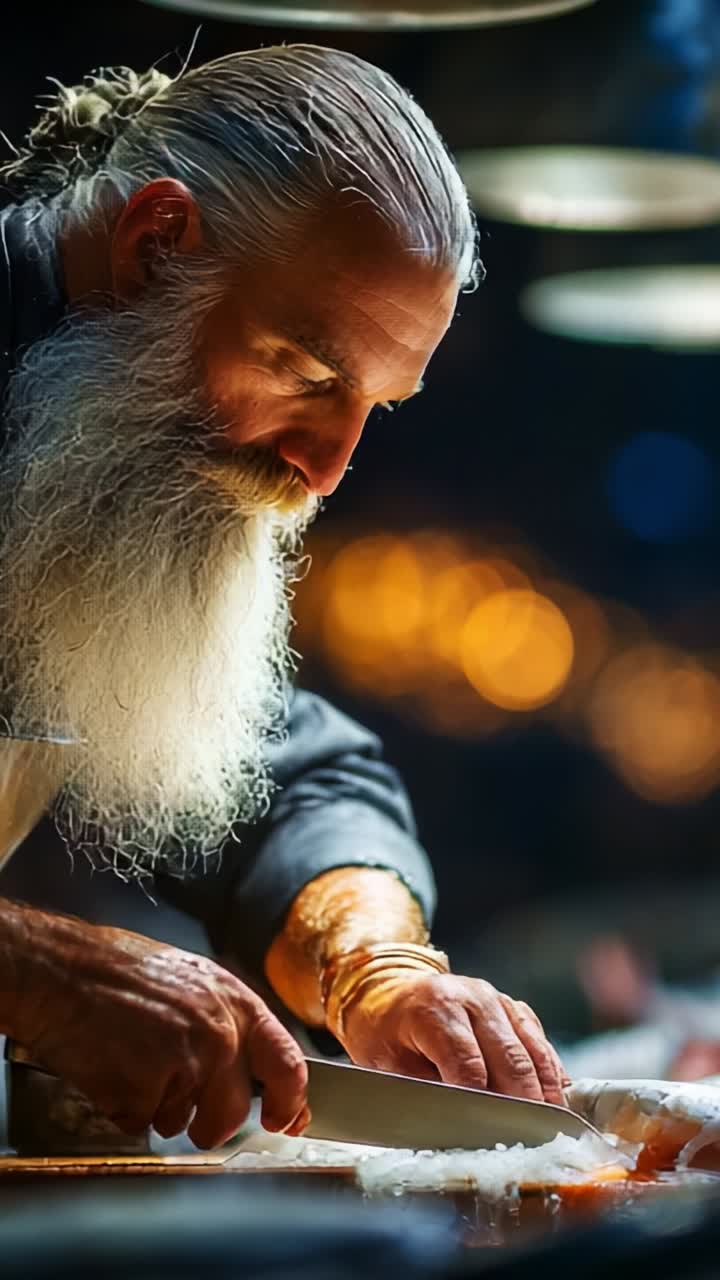 Masterful Chef Skillfully Preparing Exquisite Dishes with Precision, Showcasing Culinary Craftsmanship and Passion in a Warm and Inviting Kitchen Environment