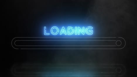 ultraviolet glowing neon loading progress bar icon with smoke or fog effect