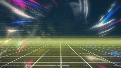 animation of colorful light streaks creating dynamic motion on futuristic grid landscape
