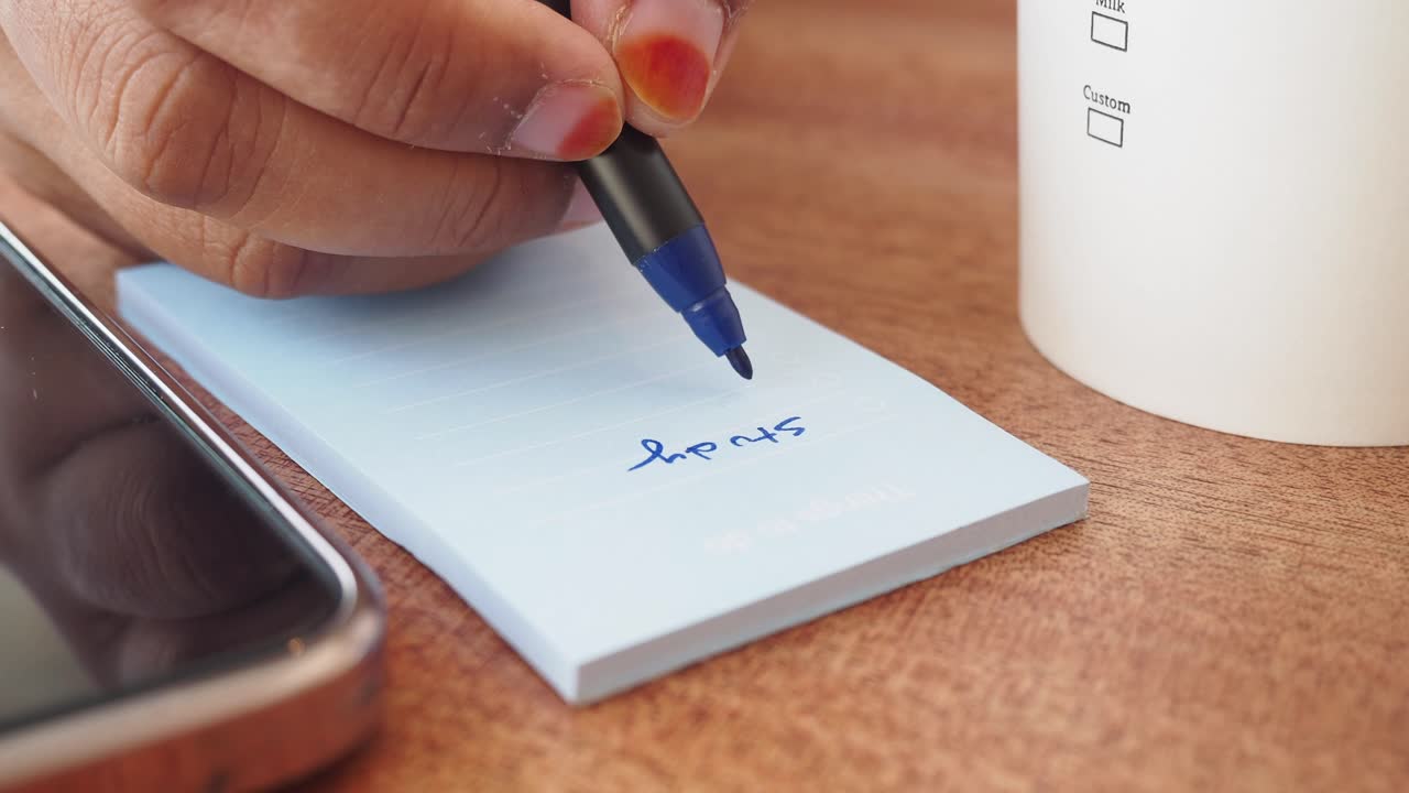 커피에서 메모를 하는 사람