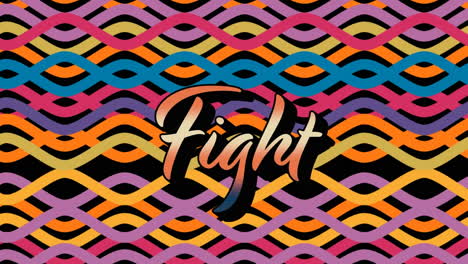 animation of fight text over colorful graphics and shapes