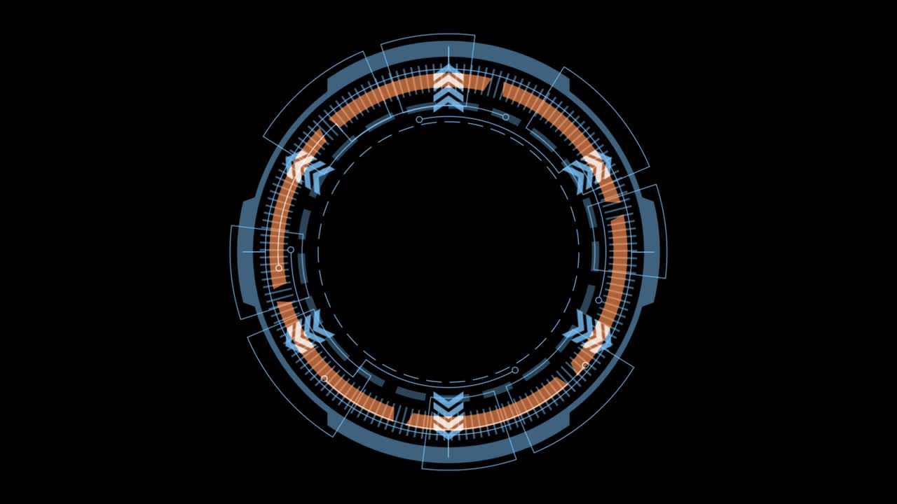 Motion graphic of Blue circle rotation with head up display ( HUD UI ) technology interface and futuristic elements abstract background alpha channel included