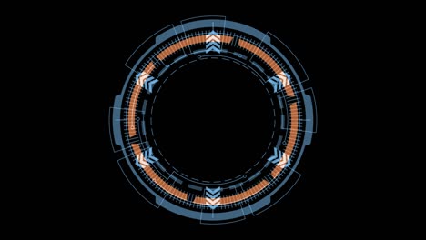 gráfico de movimiento de rotación de círculo azul con pantalla de cabeza hacia arriba ( hud ui ) interfaz de tecnología y elementos futuristas fondo abstracto canal alfa incluido
