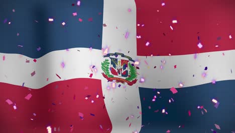 animación de confeti sobre la bandera de la dominicana