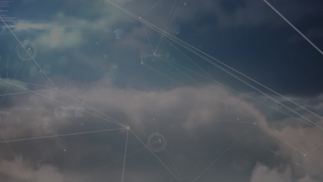 animation of network of connections over clouds