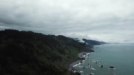 california coast pacific north west drone shot fog