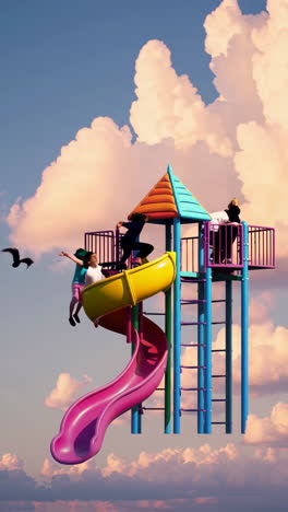 colorful playground in the clouds