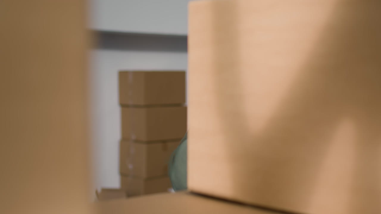 Workers handling cardboard boxes in a warehouse