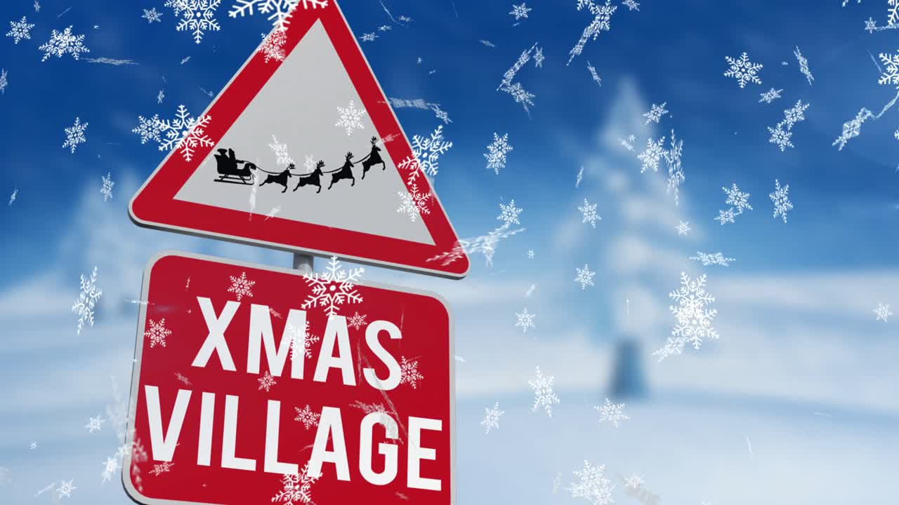 산타클로스 위 에 떨어지는 눈송이 의 디지털 애니메이션