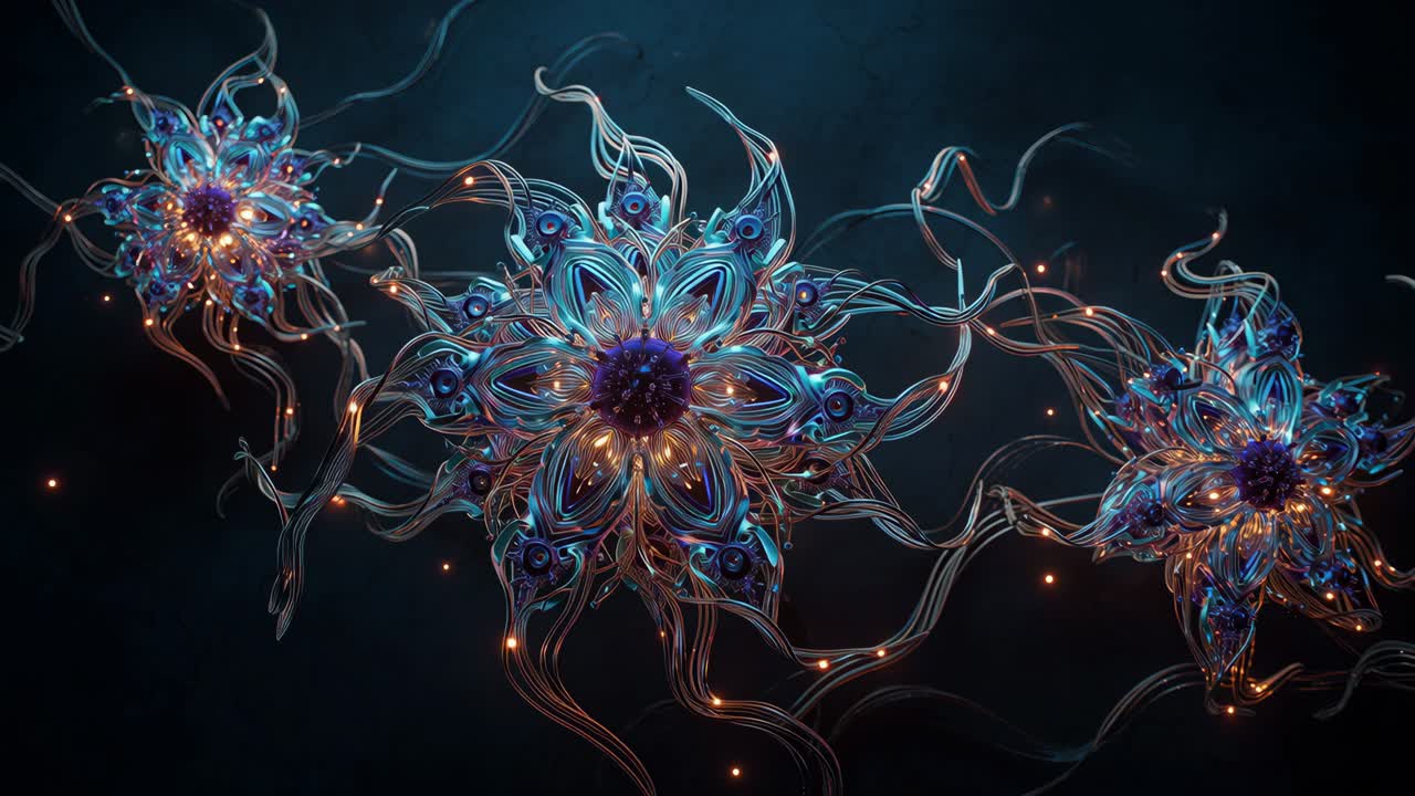Futuristic Glowing Abstract Floral Design