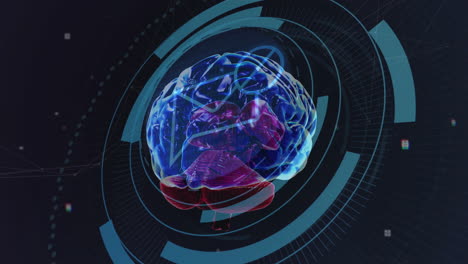 animación del cerebro humano y procesamiento de datos digitales a través de escaneo de alcance