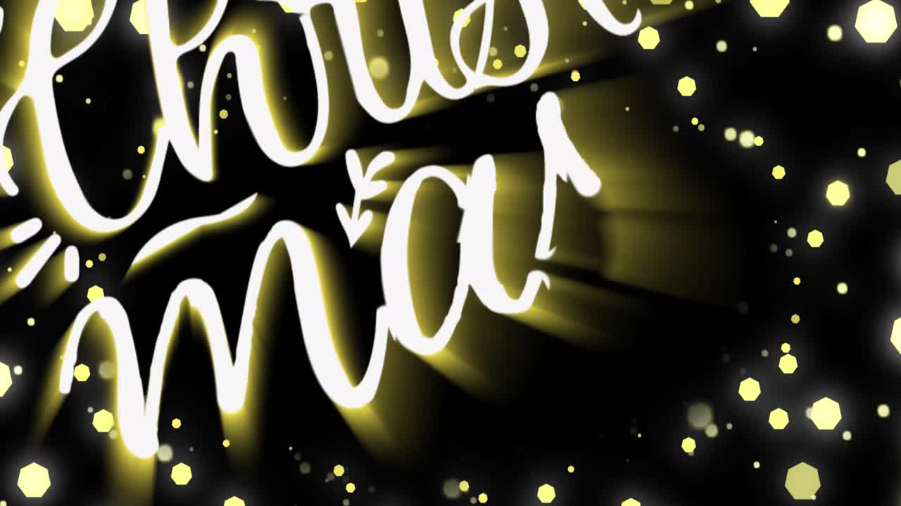 Animation of season's greetings text with flickering fairy lights on black background
