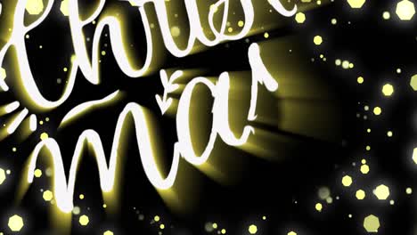 Animation of season&#039;s greetings text with flickering fairy lights on black background