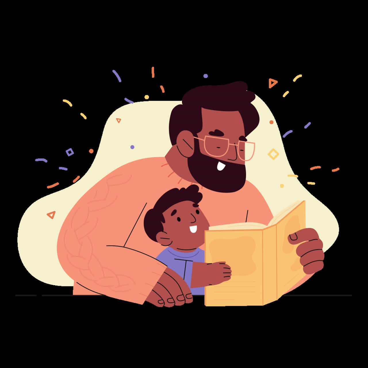 Father and Son Reading Together