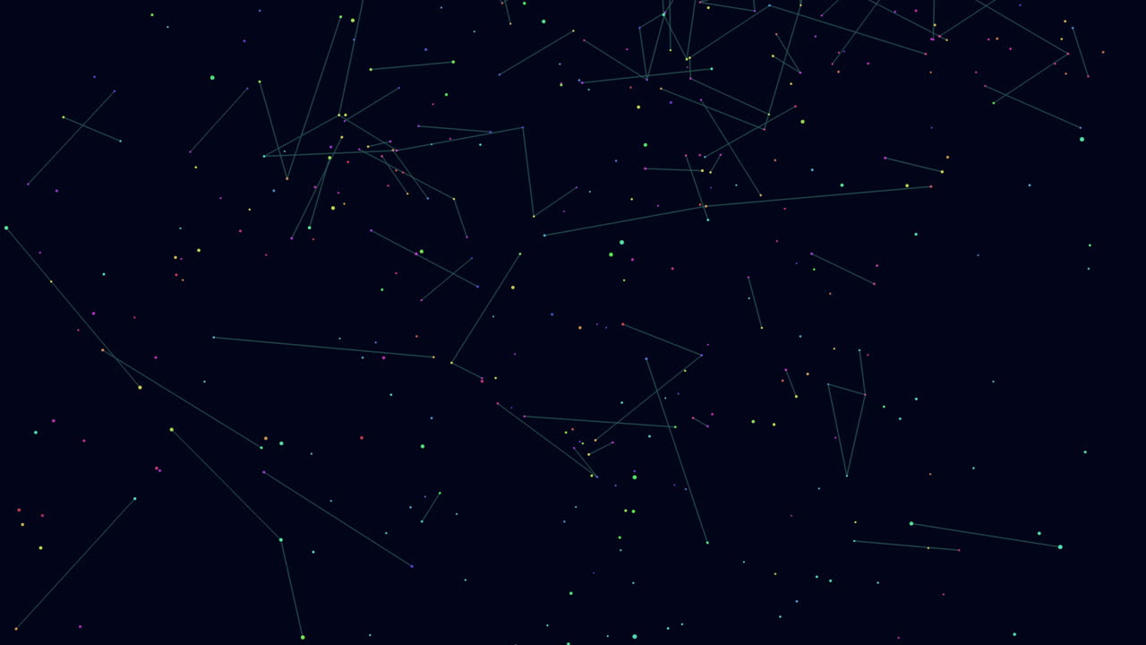 Motion futuristic geometric lines with neon dots in dark space