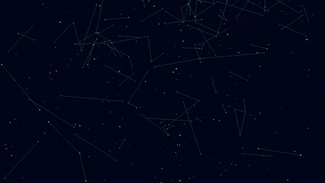 motion futuristic geometric lines with neon dots in dark space