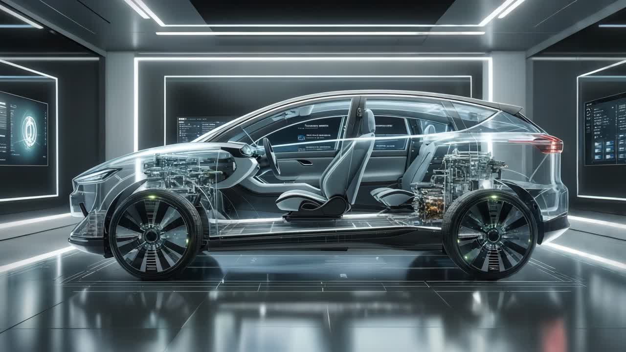 투명한 전기 자동차 인테리어 디자인 개념