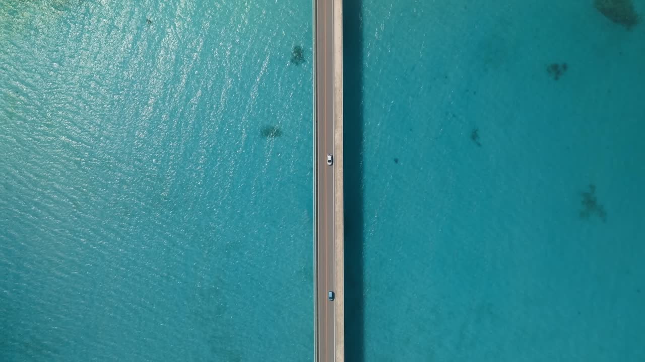 Reveal shot of Kouri Big Bridge in Okinawa, Japan