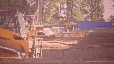 formación de gráficos verdes y flechas que suben contra el sitio de construcción
