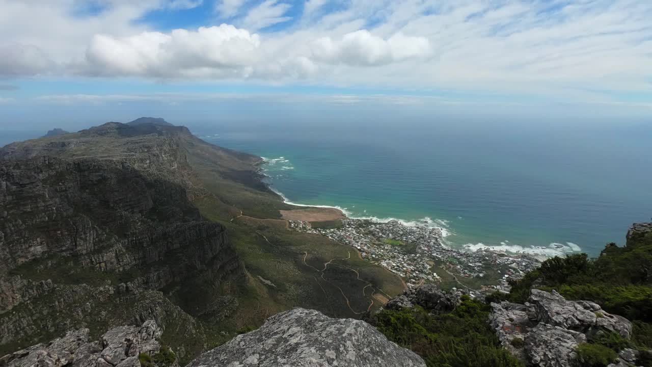Stunning Aerial View of Cape Town Coastline from Table Mountain