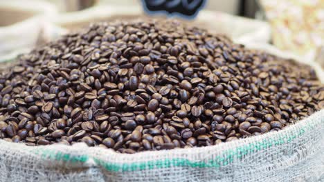 close-up of a bag of coffee beans