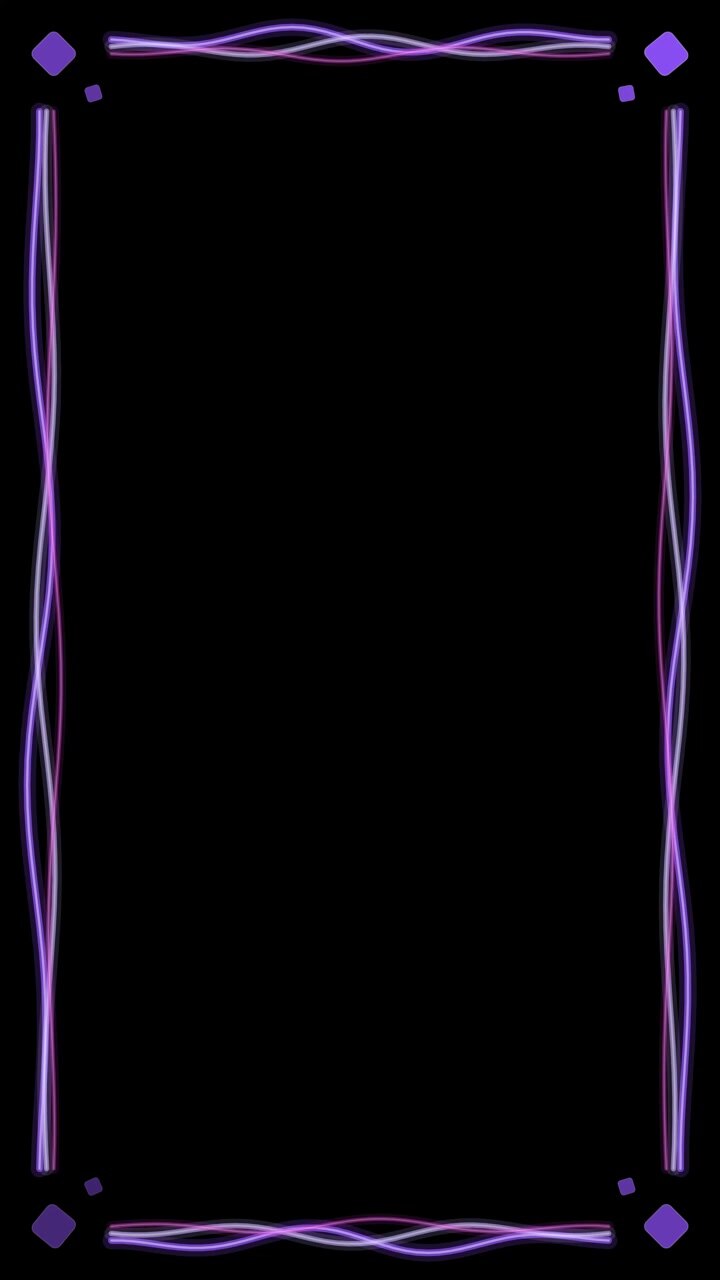Elegant purple wavy line border loops on black background with subtle glowing diamond corner accents.