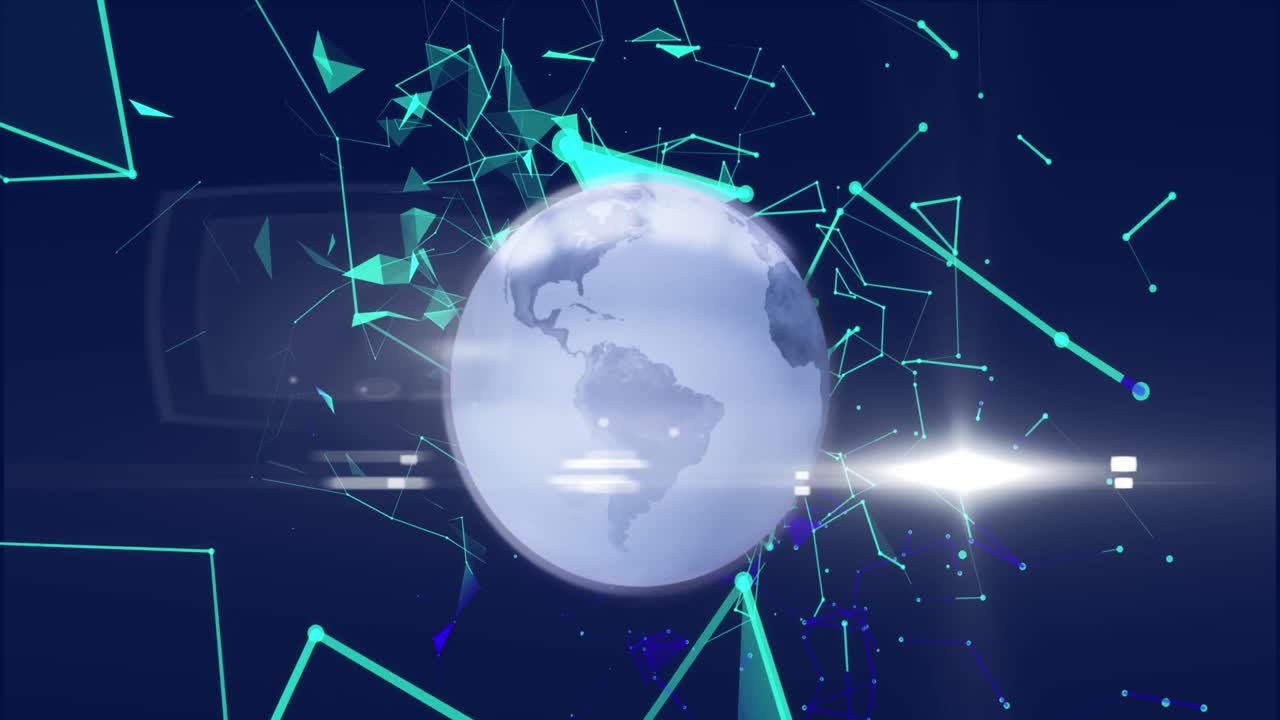 Animation of planet earth with unique abstract design in background