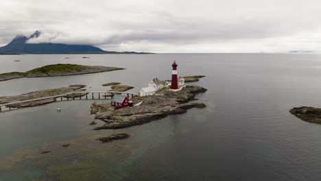 tranoy lighthouse - scenic landmark on vestfjorden in hamaroy, norway