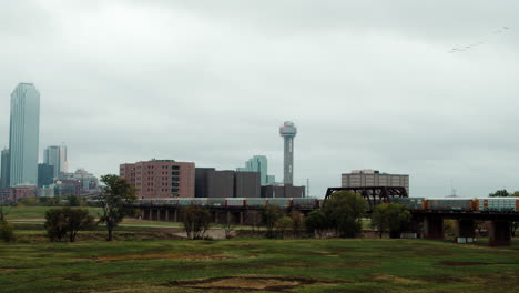 downtown view of train in dallas, texas