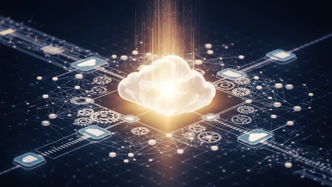 A Dynamic Visualization of Cloud Computing Technology: Illustrating Data Processing and Connectivity Through Neural Networks and Digital Infrastructure