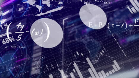 animación del procesamiento de datos digitales sobre el mapa del mundo sobre fondo negro
