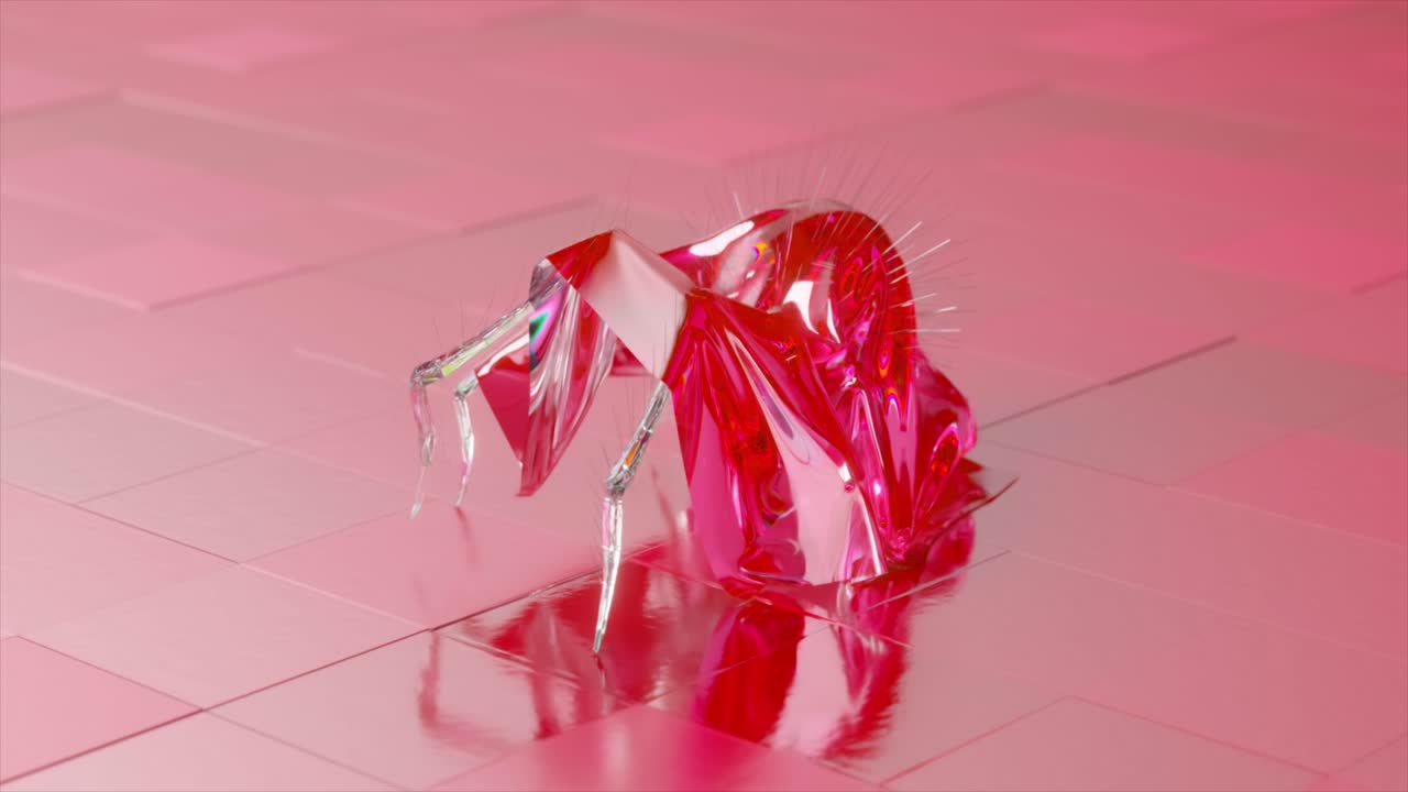 Abstract Pink Glass Sculpture