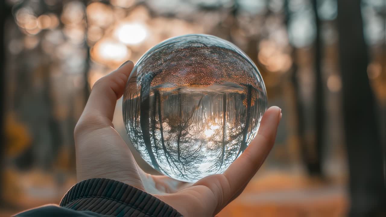 Crystal Ball Reflection of a Forest at Sunset