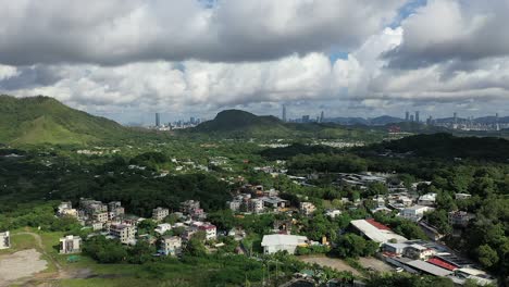 el país de sheung shui y la ciudad de shenzhen en la frontera entre hong kong y china continental.
