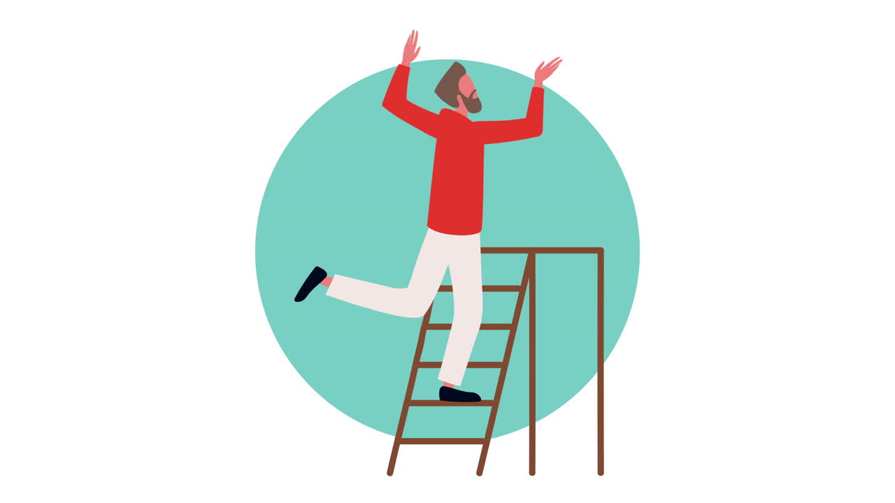 Man Climbing a Ladder