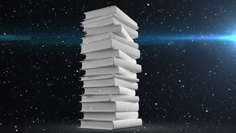 animation of falling snow over white books