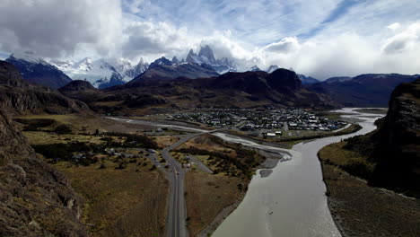 stunning aerial view of el chalten, argentina, with mount fitz roy