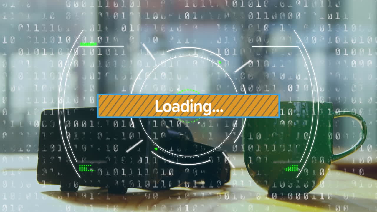 animación del escaneo de alcance y codificación binaria, procesamiento de datos a través de auriculares vr