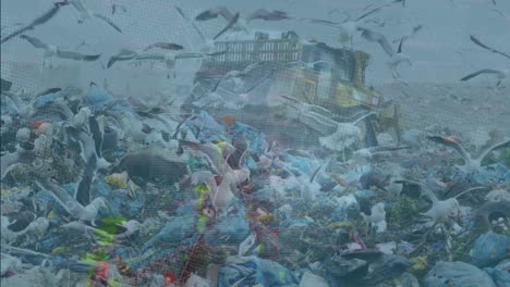 animation of data processing over rubbish dump