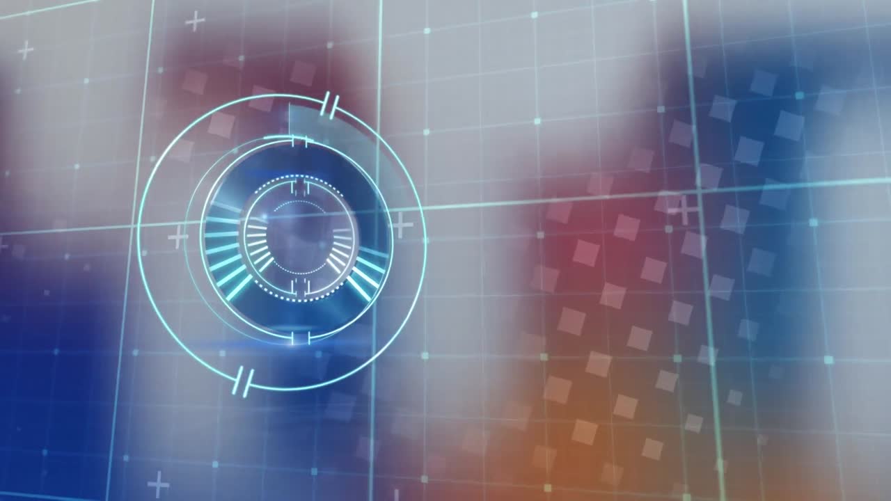 animación del alcance del escaneo sobre la cuadrícula y el fondo colorido