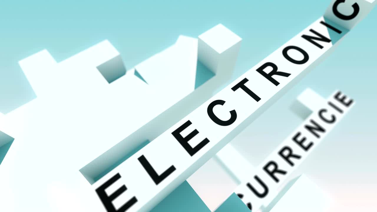 Blockchain words animated with cubes