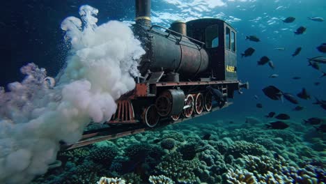 steam train underwater