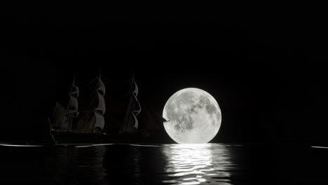 moonlight sailing ship