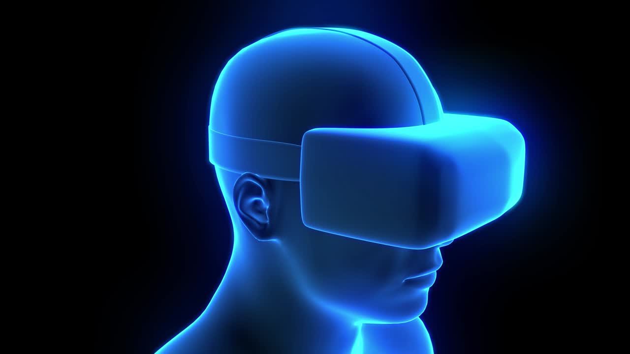vr (virtual reality headset) hologramma futuristico animazione hmd game tech loop 4k