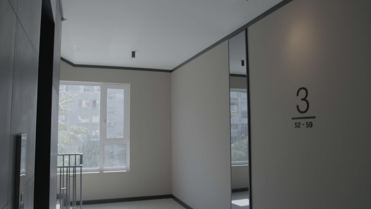 Modern Apartment Hallway with City View