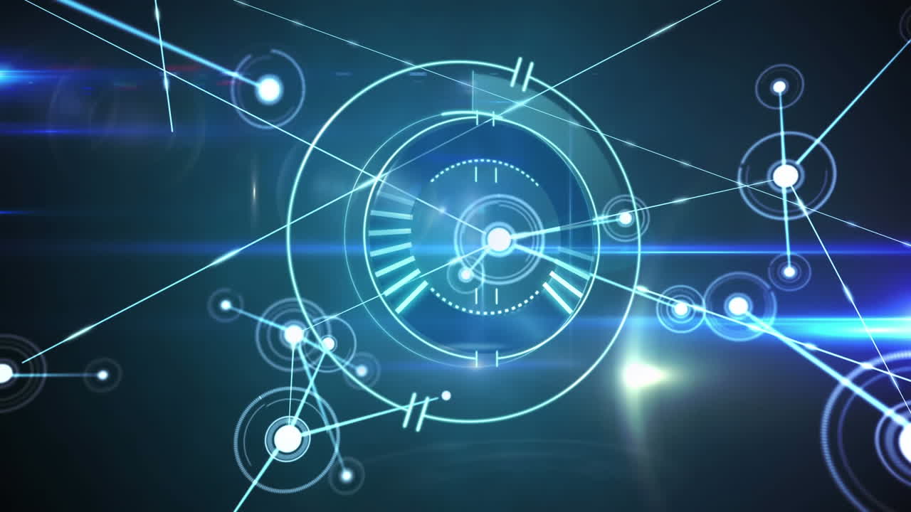 데이터 처리 및 연결 네트워크와 함께 범위 스캐닝의 애니메이션