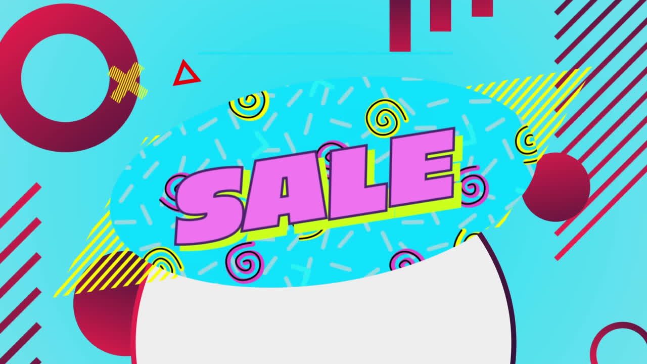 gráfico de venta en azul con elementos en movimiento